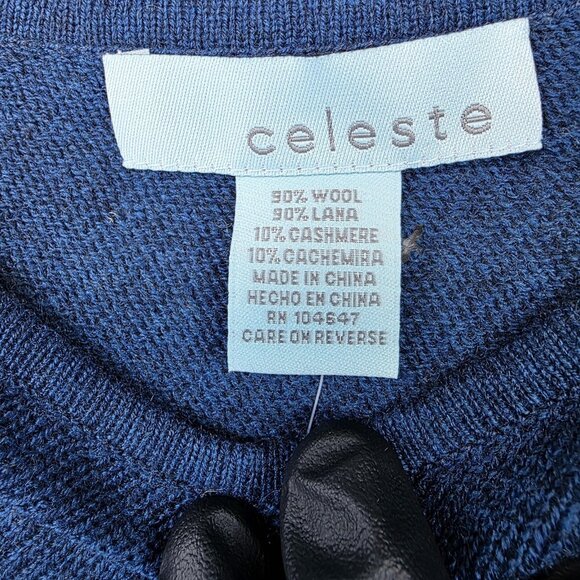 Celeste Poncho Womens One Size Blue Gray Wool Cashmere Blend Colorblock Knit - Picture 6 of 13